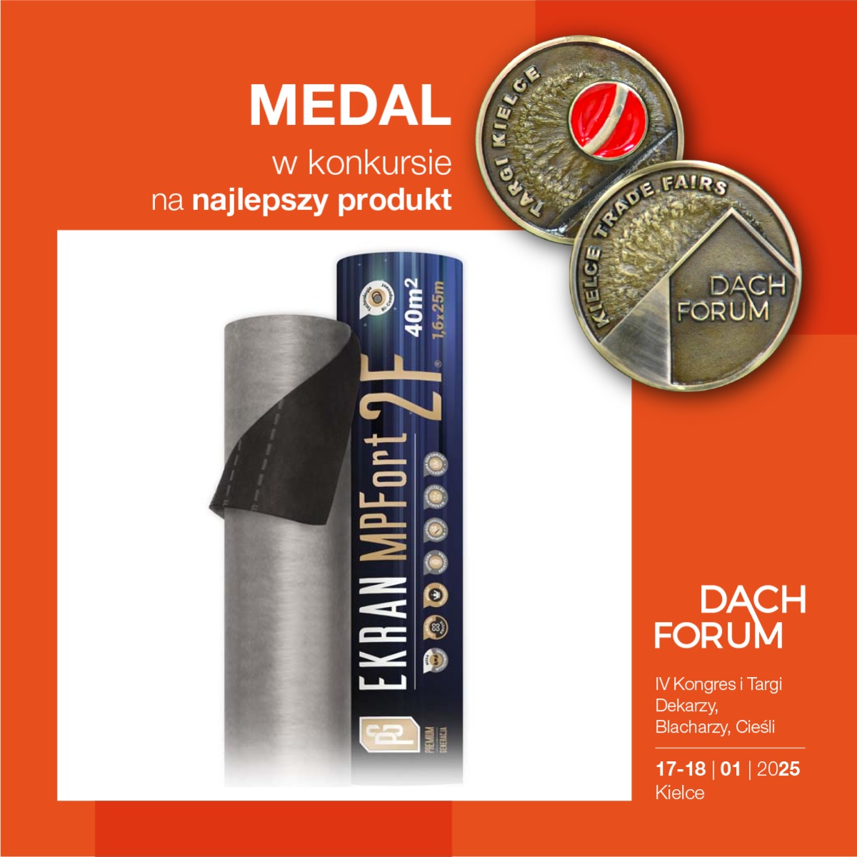Membrana dachowa MPFort 2F z nagrodą złotego medalu dla najlepszego produktu na Dach Forum 2025